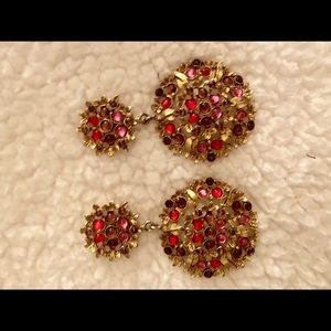 Earrings. Clips,  Vintage.Multicolored. 3” long.